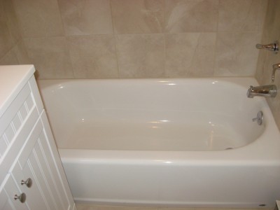 New Tub and ceramic tile surround